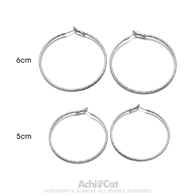 耳環 AchiCat 正白K 時尚大圈圈 耳針式 銀色款 多款任選