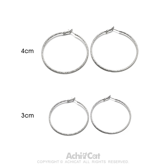 耳環 AchiCat 正白K 時尚大圈圈 耳針式 銀色款 多款任選