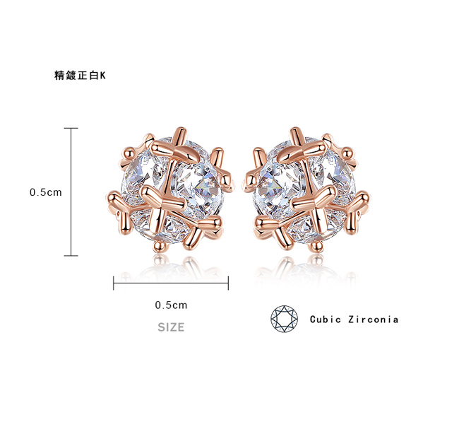 耳環 AchiCat 正白K 閃耀繡球 耳針式 玫金 一對價格
