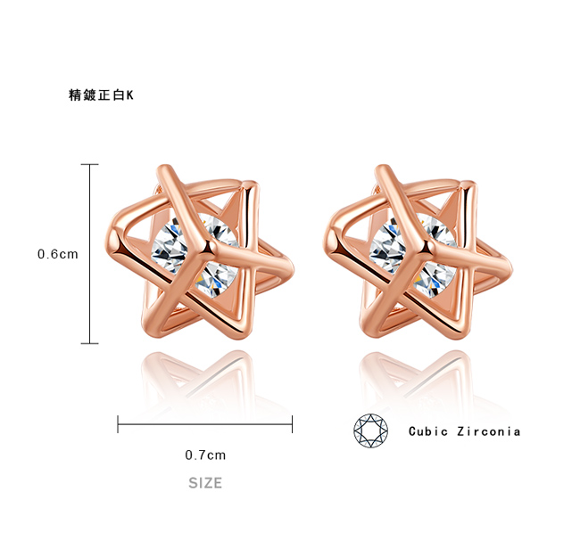 耳環 AchiCat 正白K 鎖住幸運 耳針式 玫金 一對價格