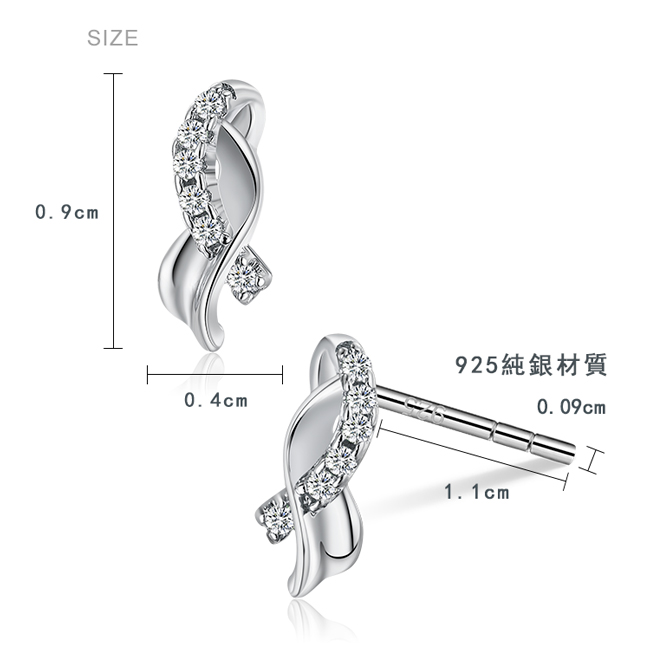 925純銀耳環 AchiCat 純銀飾 華麗緞帶