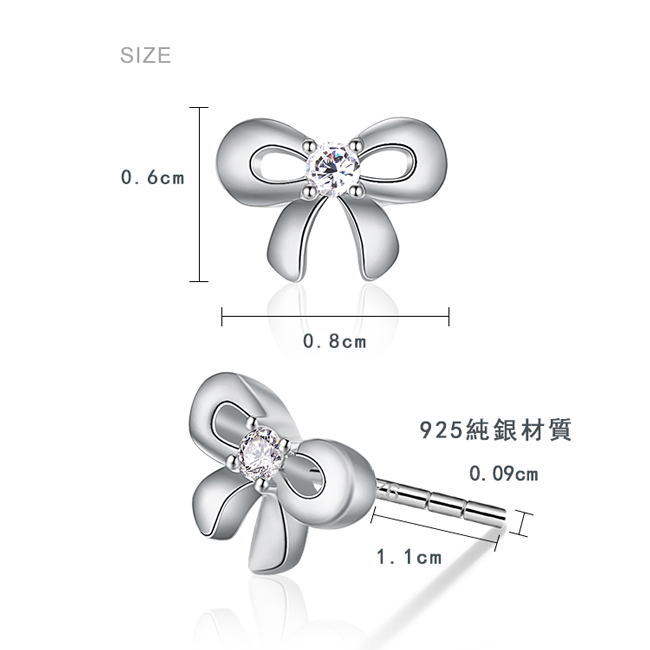 925純銀耳環 AchiCat 純銀飾 小巧蝴蝶結 銀色