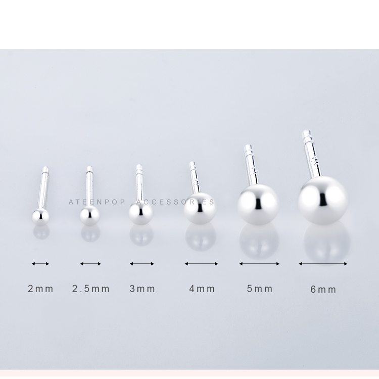 925純銀耳環 ATeenPOP 簡約圓珠耳環 耳棒 耳骨 抗過敏 中性耳環 男耳環 女耳環 一對價格