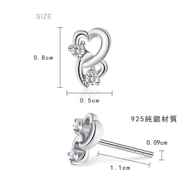 925純銀耳環 ATeenPOP 愛心耳環 耳針式耳環 抗過敏耳環 兩心相繫 三款任選 一對價格